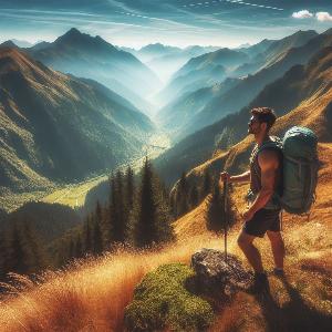 male backpacker on a hot summer day-8